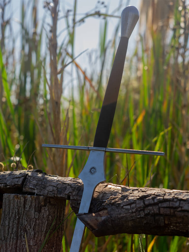 Espada Feder apoyada en tronco